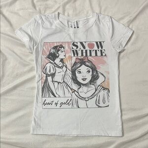 Next Level Apparel White Snow White Graphic Tee with Pink Accents
